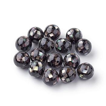 Natural Black Lip Shell Beads, Round, Black, 12mm, Hole: 1mm