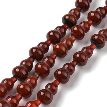 Natural Agate Beads Strands, Dyed, Gourd, Dark Red, 17.5~18.5x9.5~10mm, Hole: 1.2mm, about 23~24pcs/strand, 16.14~16.34 inch(41~41.5cm)