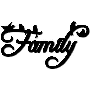 Laser Cut Basswood Wall Sculpture, for Home Decoration Kitchen Supplies,Word Family, 160x300x5mm