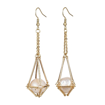 Brass Earring Hooks with Tray, Blank Macrame Pouch Beads Holder Earring Settings, Golden, 79~80x13mm