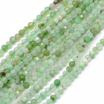 Natural Chrysoprase Beads Strands, Faceted, Round, 4mm, Hole: 1mm, about 105pcs/strand, 15.35 inch(39cm)