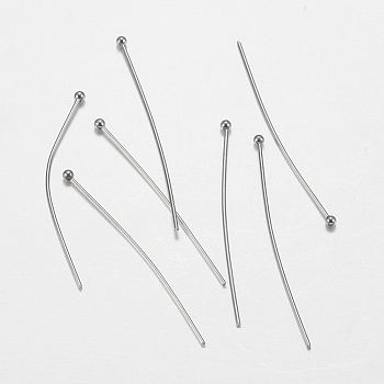 304 Stainless Steel Ball Head Pins, Stainless Steel Color, 40x0.7mm, 21 Gauge, Head: 2mm, about 500pcs/bag