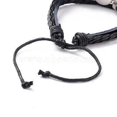 PU Leather Braided Cord Multi-strand Bracelet(BJEW-F427-01G)-3