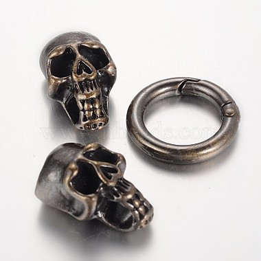Skull Brass Spring Gate Rings(ZIRC-F022-65B)-2
