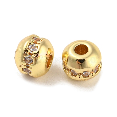 Rondelle Brass+Cubic Zirconia Beads