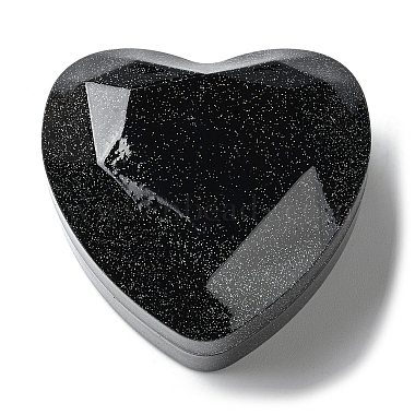 Glitter Heart Shaped Plastic Couple Ring Storage Boxes(CON-C020-01F)-2