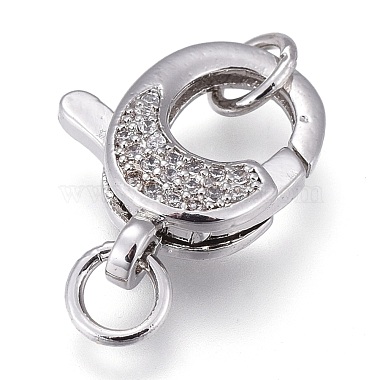 Real Platinum Plated Clear Others Brass+Cubic Zirconia Lobster Claw Clasps