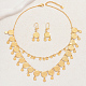 18K Gold Plated Brass Coin Round Pendant Necklace & Dangle Earrings Set for Women(LI2511)-1