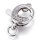 Brass Micro Pave Clear Cubic Zirconia Lobster Claw Clasps(ZIRC-M108-15A-P)-1