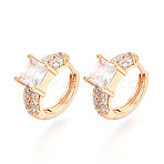 Brass Micro Pave Clear Cubic Zirconia Square Hoop Earrings, Real 18K Gold Plated, 13.5x16x6mm(EJEW-T048-44G)
