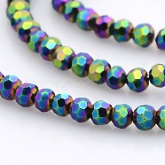 Full Plated Glass Faceted Round Spacer Beads Strands, Multi-color Plated, 3mm, Hole: 1mm, about 100pcs/strand, 11.5 inch(GLAA-A027-3mm-FP01)