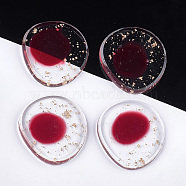 Transparent Resin Cabochons, with Gold Foil, Flat Round, Red, 32.5x30x4~4.5mm(CRES-S362-013B-01)