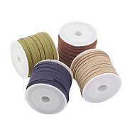Faux Suede Cord, Faux Suede Lace, Mixed Color, 5x1.5mm, about 5.46 yards(5m)/roll, 4rolls/set(LW-JP0003-5mm-02)