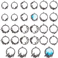 Olycraft 28Pcs 7 Style Ocean Series Zinc Alloy Pendants, for DIY Pendant Making, Ring & Starfish & Ring & Dolphin & Wave, Gunmetal, 37.5~41x34~39x3.5~5mm, Hole: 2mm, 4pcs/style(FIND-OC0001-42)