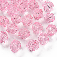 Transparent Acrylic Beads, for Mother's Day Jewelry Making, Rose, Pink, 25x22.5mm, Hole: 2.5mm, about 79pcs/500g(PL305Y-4)