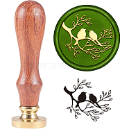 Brass Wax Seal Stamp with Handle, for DIY Scrapbooking, Bird Pattern, 3.5x1.18 inch(8.9x3cm)(AJEW-WH0184-0562)