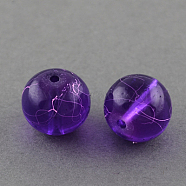 Drawbench Transparent Glass Beads Strands, Spray Painted, Round, Purple, 6mm, Hole: 1.3~1.6mm, 31.4 inch(GLAD-Q012-6mm-16)