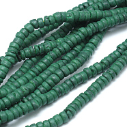 Natural Coconut Rondelle Bead Strands, Dark Green, 4~8x2~6mm, Hole: 1mm, about 108pcs/strand, 15 inch(COCB-O002-01A)