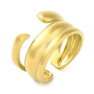 304 Stainless Steel Wide Open Cuff Rings for Women, Real 18K Gold Plated, 13mm, Adjustable(RJEW-Z043-01D)