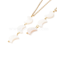 Natural Shell Crescent Moon Pendant Necklace with 304 Stainless Steel Chains for Women, Golden, 17.76~17.91 inch(45.1~45.5cm)(NJEW-C016-04G)