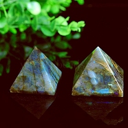 Natural Labradorite Pyramid Figurines, for Home Office Desktop Feng Shui Ornament, 30mm(PW-WG65243-01)