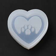 DIY Quicksand Silicone Molds, Resin Casting Molds, for UV Resin, Epoxy Resin Craft Making, Heart with Paw Print, White, 52x54x12mm, Inner Diameter: 42x45mm(AJEW-A031-06)