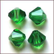Imitation Austrian Crystal Beads, Grade AAA, Faceted, Bicone, Green, 10x9~10mm, Hole: 0.9~1.6mm(SWAR-F022-10x10mm-218)