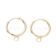 201 Stainless Steel Huggie Hoop Earring Findings, with Horizontal Loop and 316 Surgical Stainless Steel Pin, Real 24K Gold Plated, 19x16x1.6mm, Hole: 2.5mm, Pin: 1mm(STAS-P283-01P-G)