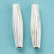 Eco-friendly Brass Beads, Cadmium Free & Lead Free, Long-Lasting Plated, Corrugated Column, 925 Sterling Silver Plated, 15x3.5mm, Hole: 1.2mm(KK-M257-08B-S)