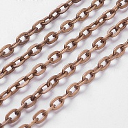 Iron Cable Chains, Unwelded, with Spool, Flat Oval, Cadmium Free & Nickel Free & Lead Free, Red Copper, 5.9x3.9x1mm, about 164.04 Feet(50m)/roll(CH-1.0PYSZ-R)