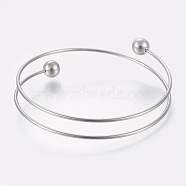 304 Stainless Steel Bangles Making, Stainless Steel Color, 2-1/2 inch(6.5cm)(MAK-K019-01P)