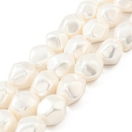 Electroplated Shell Pearl Beads Strands, Textured, Nuggets, PapayaWhip, 20~21.5x17~17.5x16~16.5mm, Hole: 1mm, about 19pcs/strand, 15.59 inch(39.6cm)(BSHE-G027-01)