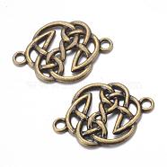 Tibetan Style Alloy Links connectors, Flat Round Knot, Cadmium Free & Nickel Free & Lead Free, Antique Bronze, 29x20x2mm, Hole: 2mm, about 530pcs/1000g(TIBE-S299-035AB-NR)