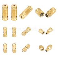 12Pcs 3 Styles 304 Stainless Steel Screw Clasps Sets, Column & Oval, Golden, 12x5mm, Hole: 0.7mm, 4pcs/style(STAS-UN0050-11)