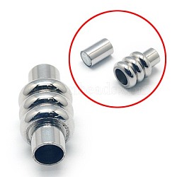 304 Stainless Steel Magnetic Clasps with Glue-in Ends, Column, Stainless Steel Color, 20x10mm(STAS-E006-5)