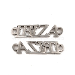 201 Stainless Steel Connector Charms, Hollow, Word IBIZA, Stainless Steel Color, 4x17x1mm, Hole: 1.4mm(STAS-K251-078P)