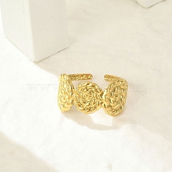 304 Stainless Steel Cuff Rings for Women, Twist Flat Round Open Rings, Golden, 12mm, Inner Diameter: Adjustable(RJEW-G338-22G)