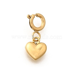 Heart 304 Stainless Steel Pendant Decorations, with Spring Ring Clasps, Ion Plating(IP), Real 18K Gold Plated, 12mm, Pendant: 7x6x2mm(STAS-H202-12G-02)