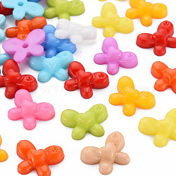 Plastic Beads, Half Drilled, Butterfly, Mixed Color, 16x21.5x6mm, Half Hole: 2.5mm(KY-N017-002)