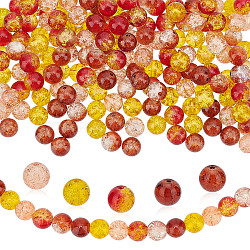 5 Colors Spray Painted & Baking Painted Crackle Glass Beads, Round, Mixed Color, 8mm, Hole: 1.3~1.6mm, 200pcs(CCG-PH0003-17)