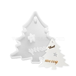 Christmas Tree Pendant Silicone Molds, Resin Casting Molds, for UV Resin & Epoxy Resin Jewelry Making, White, 68x67x8.5mm, Hole: 3mm(DIY-F114-32)