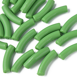 Opaque Acrylic Beads, Curved Tube, Lime Green, 32x10x8mm, Hole: 1.8mm(MACR-S372-002B-15-6437)