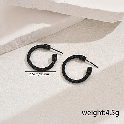 Stylish Stainless Steel Twisted C-shaped Stud Earrings for Women's Daily Wear, Black, 25mm(NT3408-3)