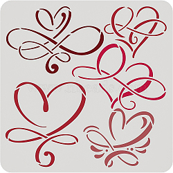 Plastic Reusable Drawing Painting Stencils Templates, for Painting on Scrapbook Fabric Tiles Floor Furniture Wood, Square, Heart Pattern, 300x300mm(DIY-WH0172-983)