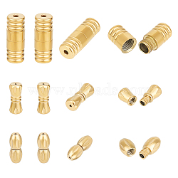 12Pcs 3 Styles 304 Stainless Steel Screw Clasps Sets, Column & Oval, Golden, 12x5mm, Hole: 0.7mm, 4pcs/style(STAS-UN0050-11)
