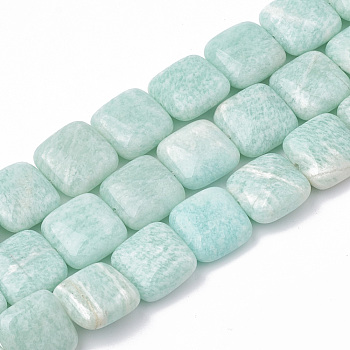 Natural Amazonite Beads Strands, Square, 12~12.5x12~12.5x4~6mm, Hole: 1mm, about 33pcs/strand, 15.9 inch