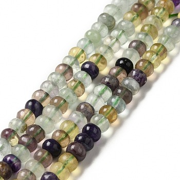 Natural Colorful Fluorite Beads Strands, Rondelle, 6x4mm, Hole: 0.7mm, about 90pcs/strand, 14.96~15.16 inch(38~38.5cm)