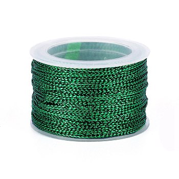 Nylon Metallic Cords, Dark Green, 1mm, about 20m/Roll