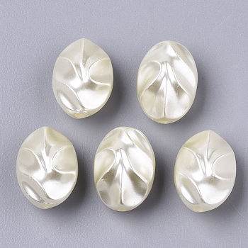 ABS Plastic Imitation Pearl Beads, Oval, Cornsilk, 16x12x11mm, Hole: 2mm
