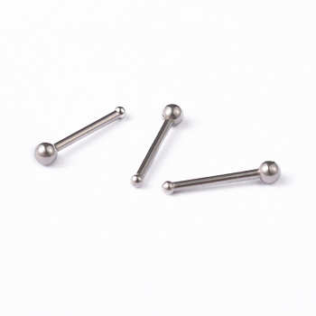 304 Stainless Steel Nose Studs, Nose Bone Rings, Nose Piercing Jewelry, Stainless Steel Color, 10mm, Bar Length: 1/4"(6.6mm), Pin: 18 Gauge(1mm)